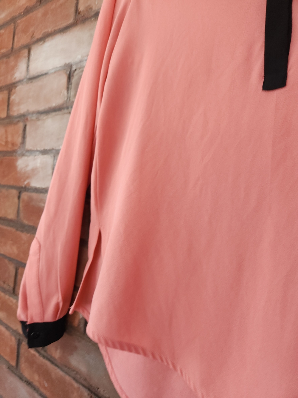 RW&CO. Coral Button-Down Blouse with Black Trim - Picture 2 of 4